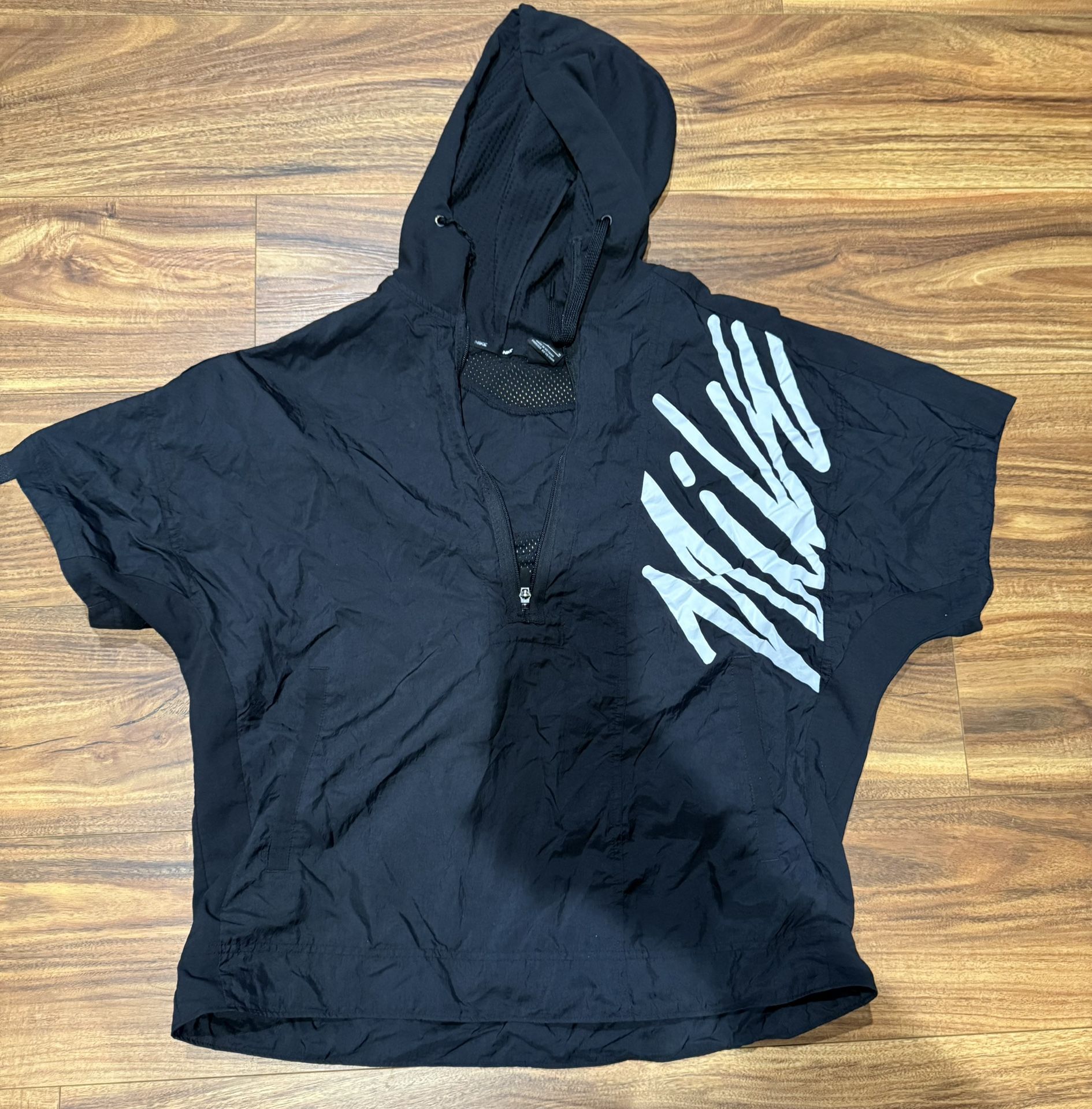 Nike Poncho Wind Breaker Half Zip Training Hoodie Graphic Writing In White