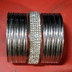 Beautiful Silver & Crystal 3" Cuff