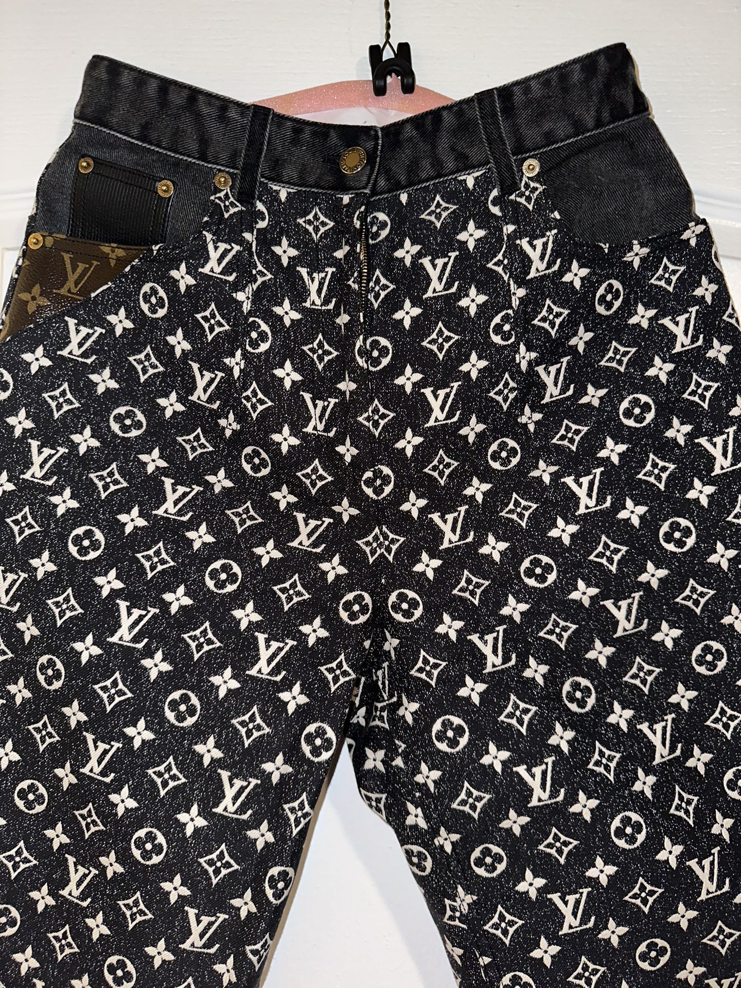Louis Vuitton® Flocked Monogram Denim Jeans Black. Size 40【2023