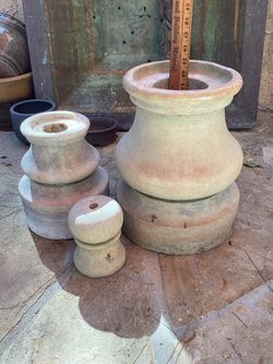 Set of 3 Stacking Concrete Sections For a Fountain  (no bowls)