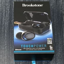 Brookstone Touch Power Earbuds And Powerbank