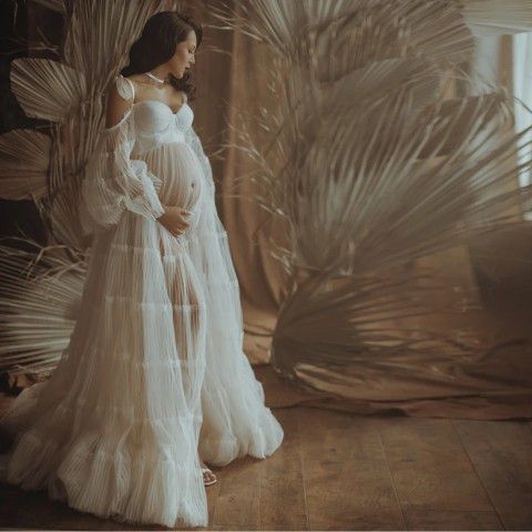 Elegant Tulle Maternity Photoshoot Dress
