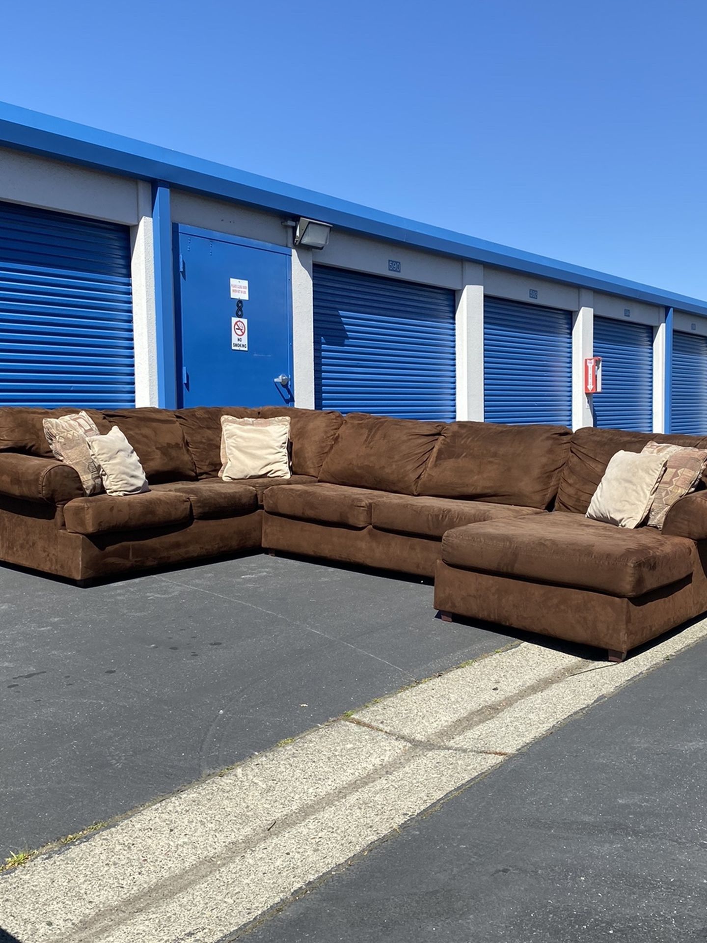 Dark Brown Microfiber Sectional Couch With Chaise Lounge for Sale in