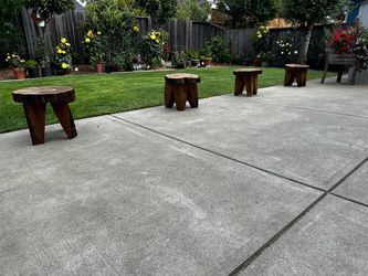rustic redwood stools for 35 dollars each