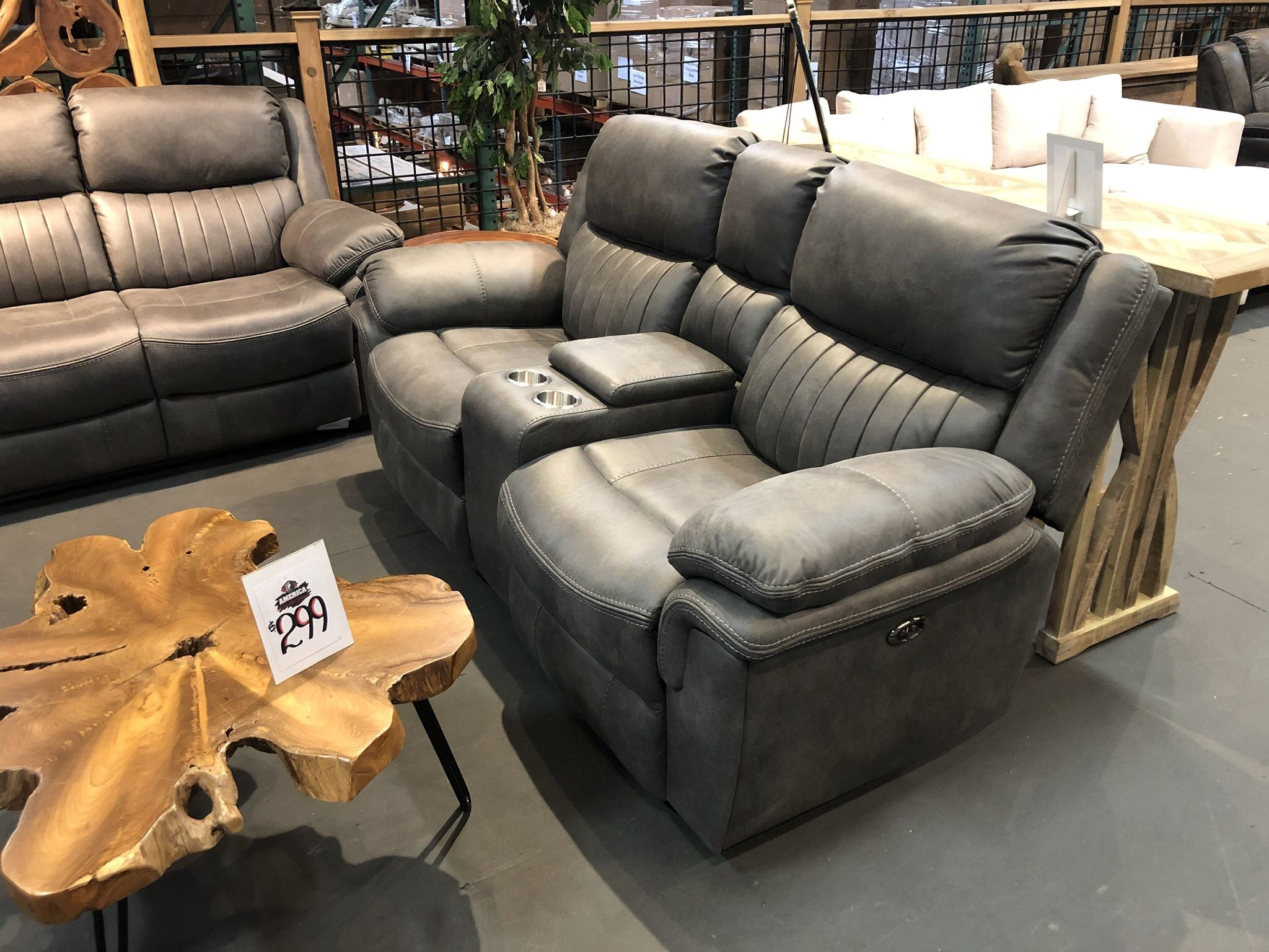 Grey High Performance Fabric Manual/Power Motion Loveseat - Hampton