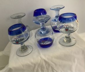 Stemmed Tequila Shot Glasses / Barware / Handblown Glass Set