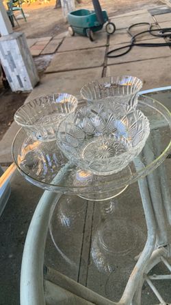 Cut Glass Crystal Bowl and Cup Set