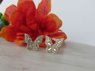 925 Sterling Silver Needle High-end Butterfly Earrings, Gold Color