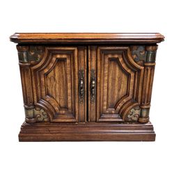 Mediterranean Style Solid Wood Storage End Table 28” Square