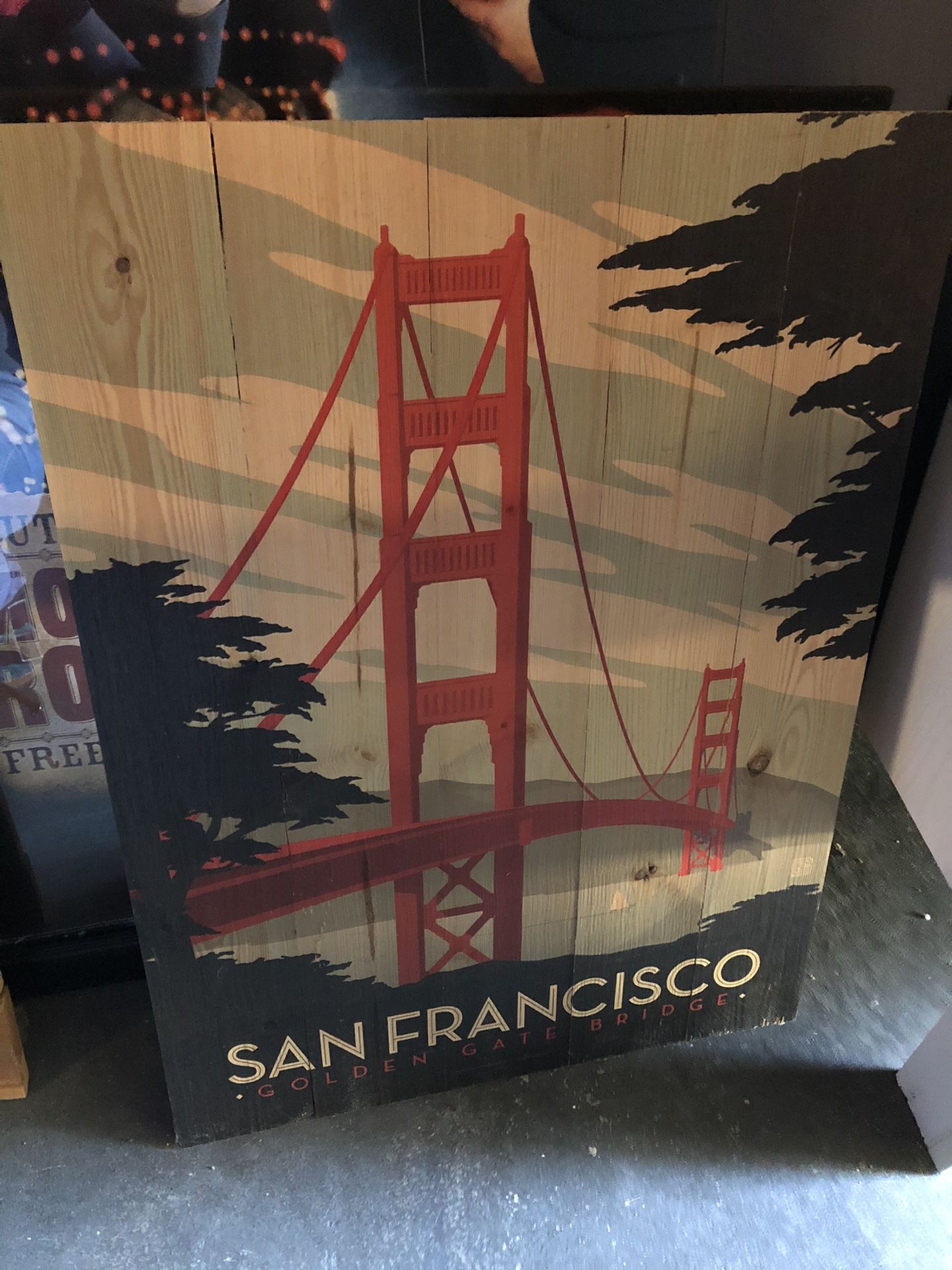 San Francisco Golden Gate Bridge wooden wall art