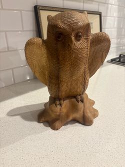Wooden owl statue