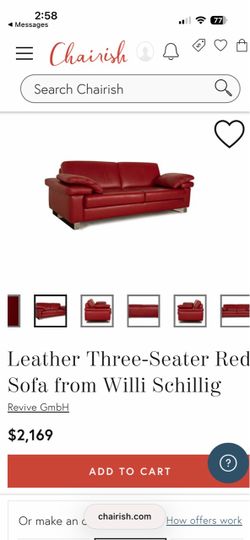 WSchillig Red Leather Sofa