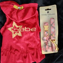 Small Dog Bebe Shirt W/Pink Leash & Collar