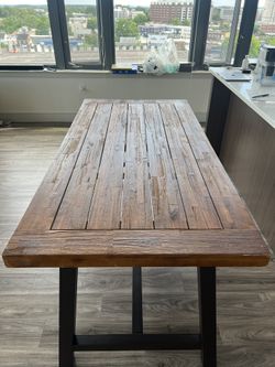 Wooden Dining Table with Iron Legs