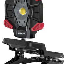 Coast CL40R 3900 Lumen Rechargeable Dual Power Rotating LED Aluminum Clamp Light with Wide Angle Flood Beam, Black/Red