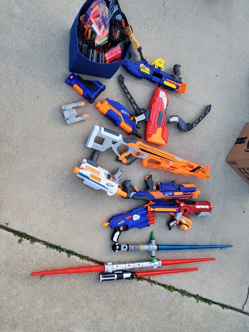 Various Nerf Guns/Blasters & Lightsabers