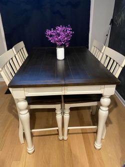 High Top Kitchen Table With Leaf And 6 Chairs