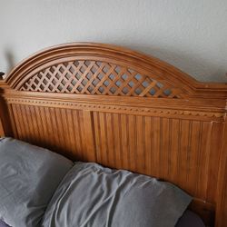 Solid Wood Queen Bed with Mattress