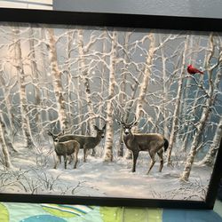 Adorable Christmas Picture Reindeer With A Cardinal