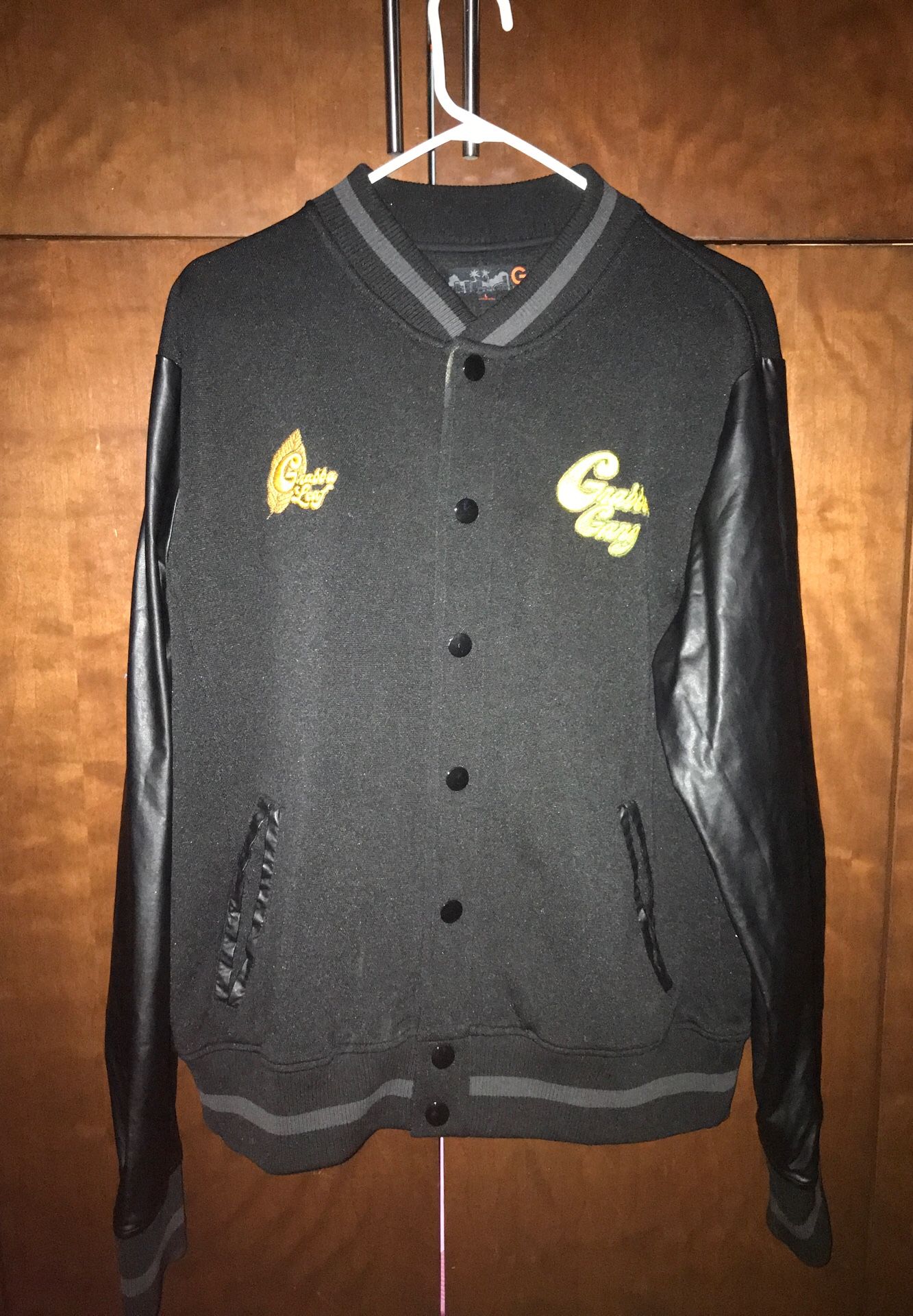 Grabba leaf mens Large varsity jacket Guess customized patched logo