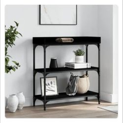 Console Table with Shelves Black 75x30x80 cm(new)