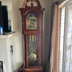 Traditional Triple-Weight Grandfather Clock with Moon Phase Dial