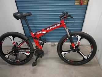 26" folding mountain bike with three spoke custom wheels