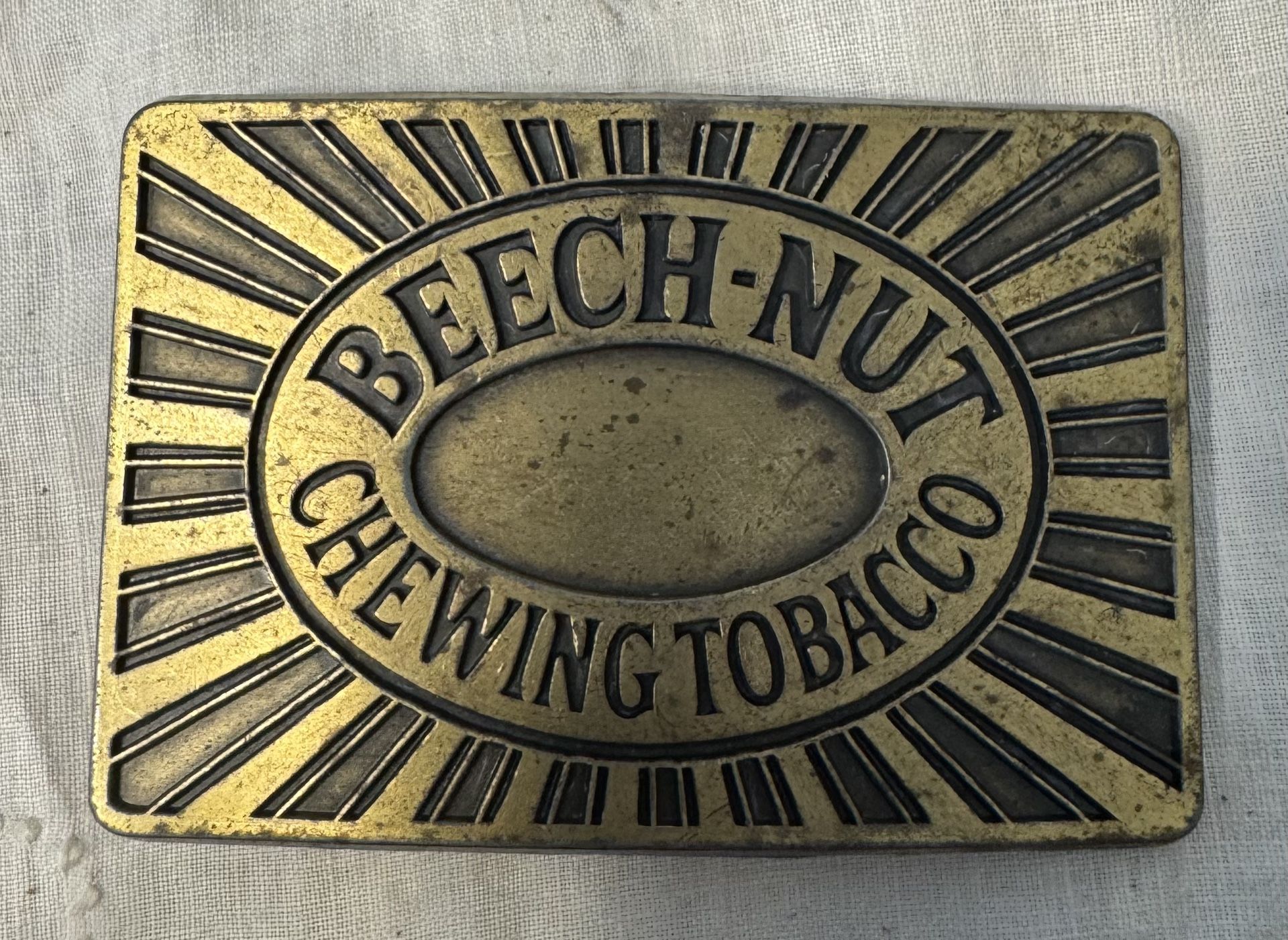 Brass Beechnut Chewing Tobacco Chew Dip Snuff Smokeless 1980s Vintage Belt Buckle
