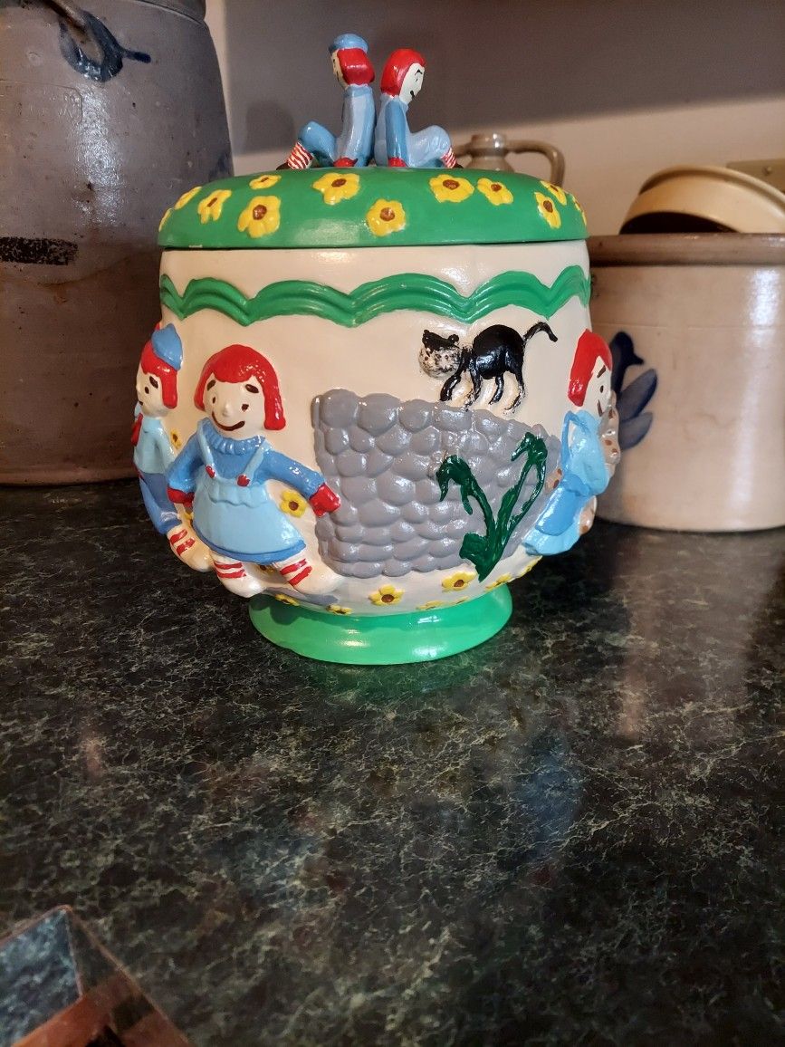 Vintage Raggedy Ann And Andy Cookie Jar