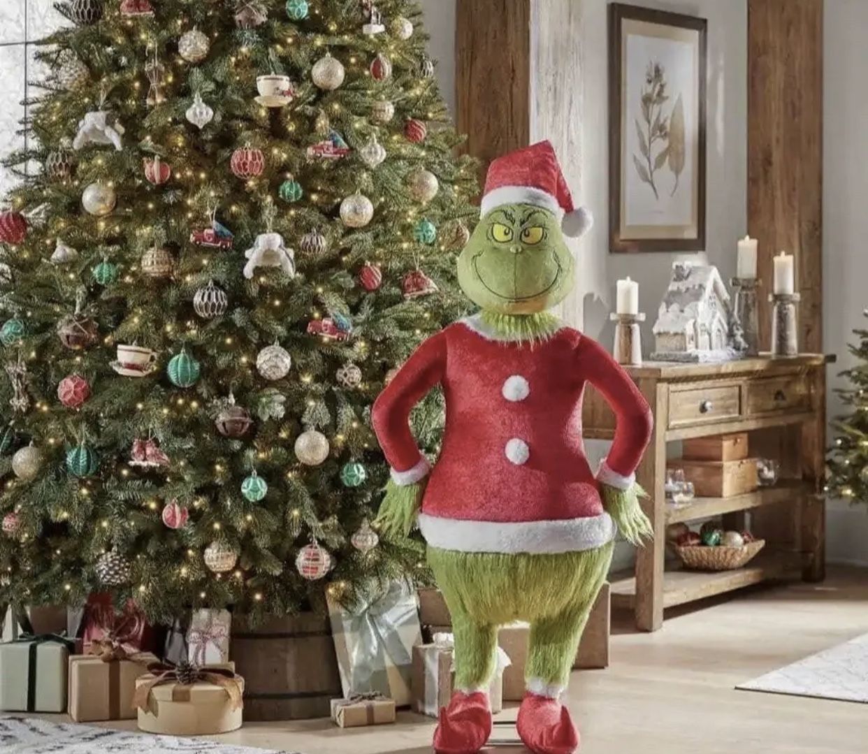 Gemmy GRINCH Life Size 4 Ft Animated Christmas SPEAKS PHRASES & MORE New