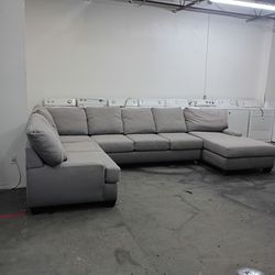 White grey sectional couch large