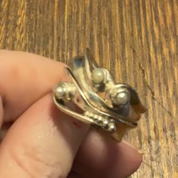 Estate Sterling Silver Pearl Ring, Size 7