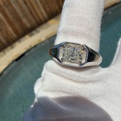 1.17ct Men’s Lab Diamond Ring IGI Certified Radiant Silver