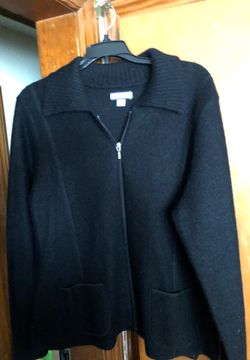Wool zip up sweater- jacket ,with pockets