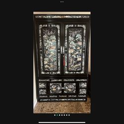 1945 Vintage Mother Of Pearl Inlaid Chinese Cabinet Stunning Statement Piece