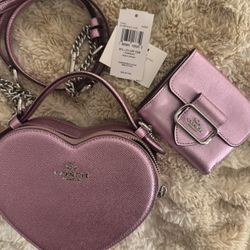 Coach Metallic Lilac Heart Crossbody Bag – New With Tags