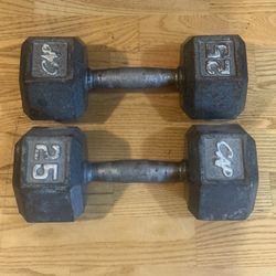 Set of 2 CAP Barbell 25 lb Cast Iron Hex Dumbbells