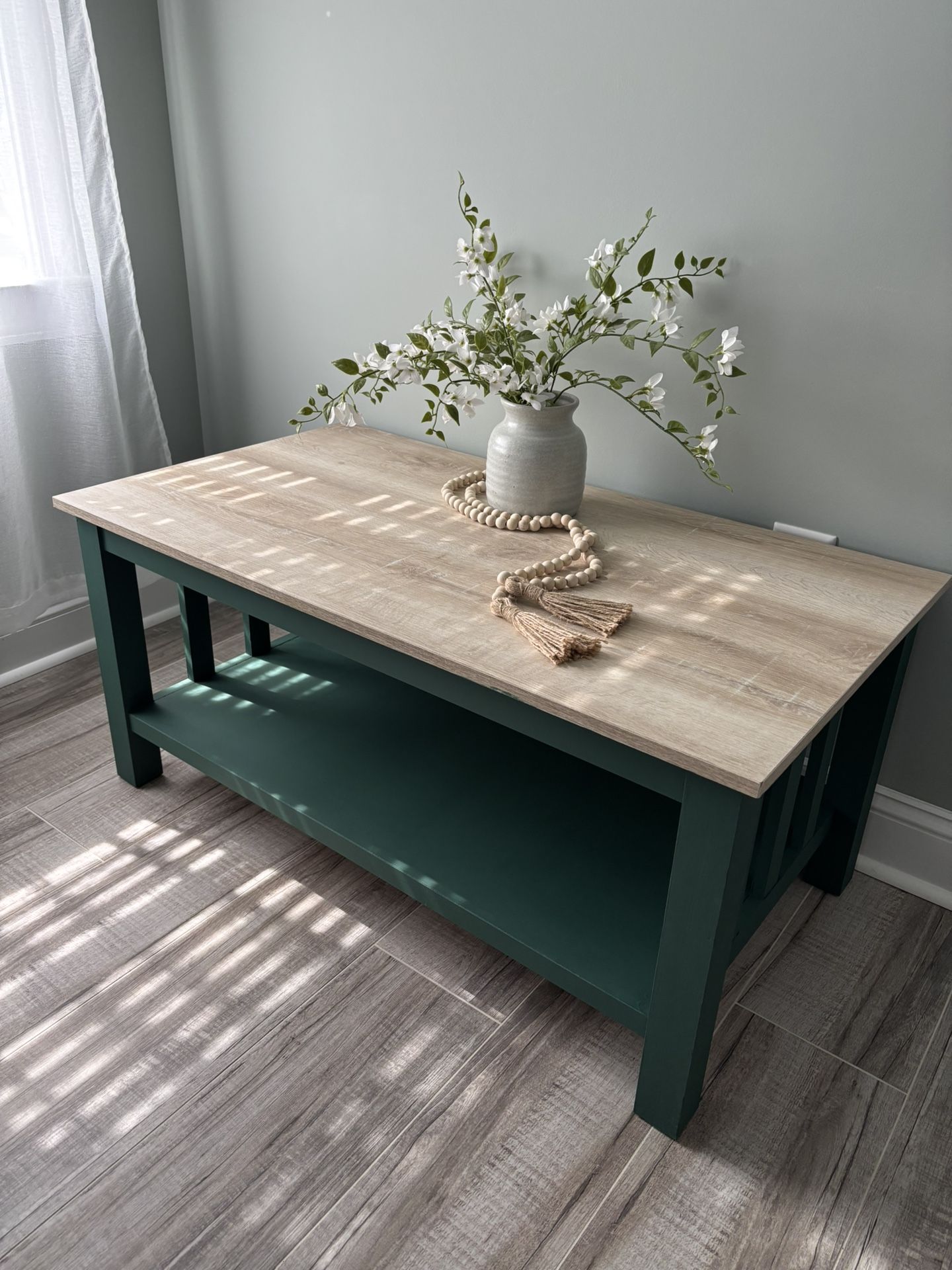 Coffee Table Living Room Coastal Decor Green