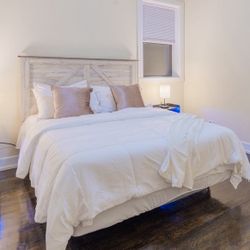 Queen Bed Set (Memory Foam Mattress + Box Spring + Bed Frame + Headboard)