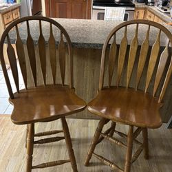 Solid Wood Swivel Stools 