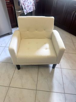NEW WAYFAIR BOHEMIAN WHITE FABRIC ACCENT CHAIR