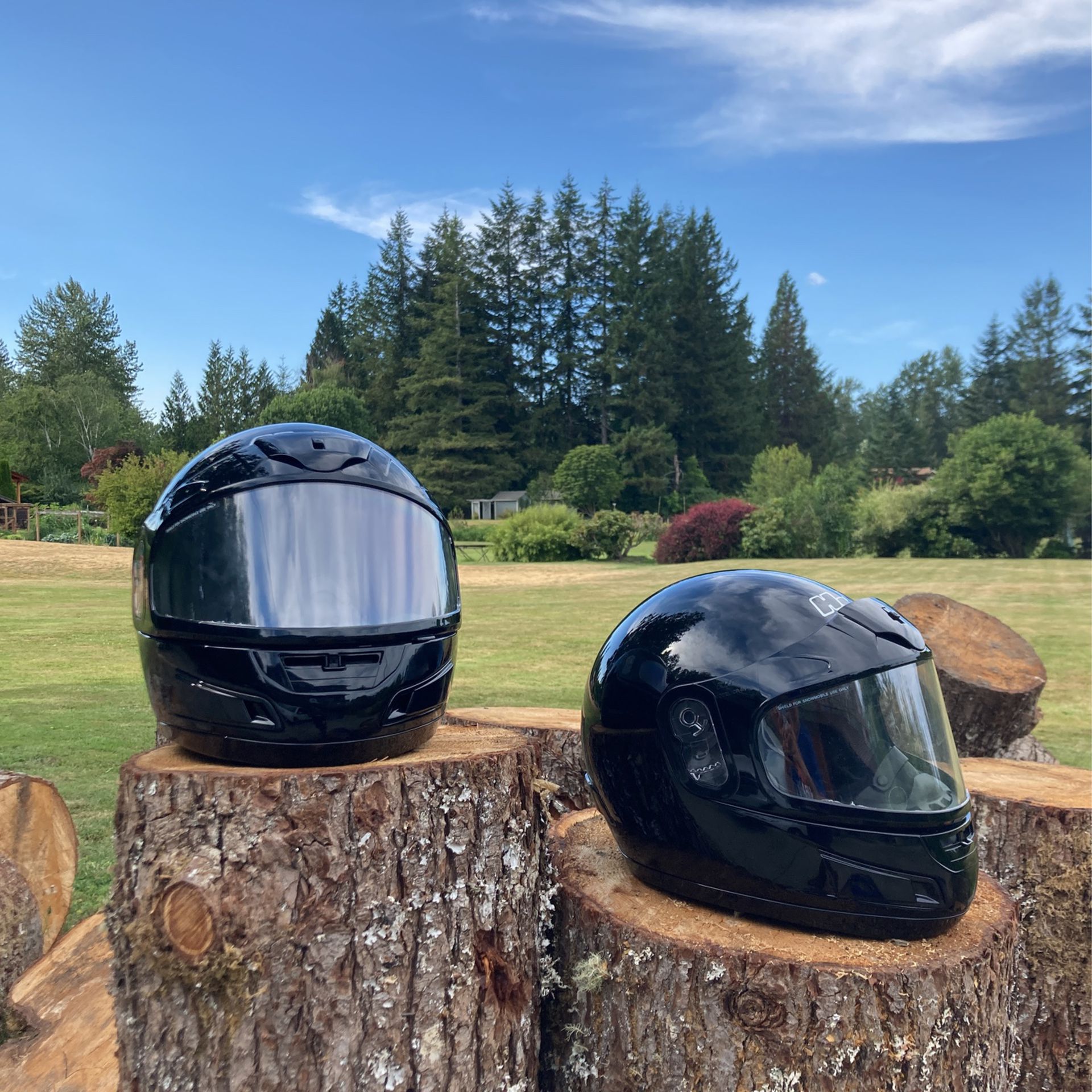 HJC snowmobile helmets, size small and extra large