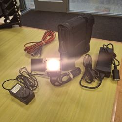 FOR SALE 1 of 2 - Frezzi 100W Mini-Fill Dimmer-Barn Doors/Diffuser Video Light, Bescor Video Light Portable 12V9A Battery, DC-AC Converter, DC Ext. Co