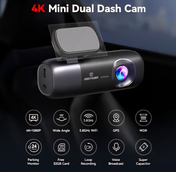 REDTIGER F9 Dash Cam 4K Front and Rear come with parking hardwire records with you're car off.