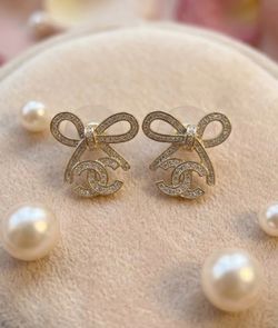 Bow C C logo earrings women gift regalos mujer lixury