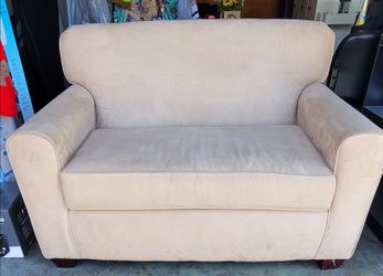 Beige Microsuede Loveseat Sofa-bed