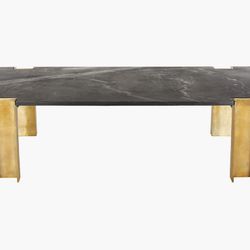 Cb2 Alcide Rectangulaire Marble Coffee Table Polished black marble w gold legs. Very Heavy