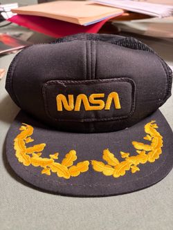 Vintage NASA Embroidered Black Trucker Snapback Hat