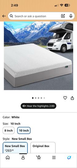 RV Queen Short Mattress w/topper