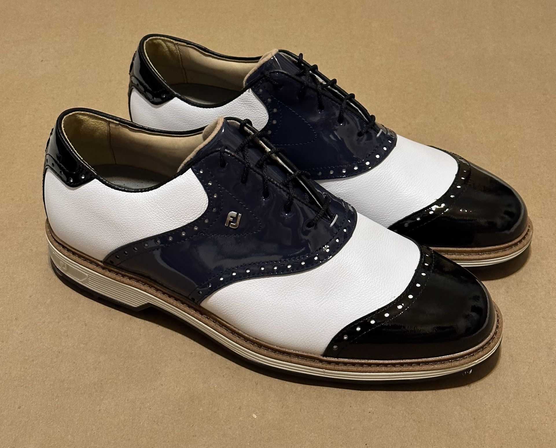 FootJoy DryJoys Premiere Series Wilcox Golf Shoes White Navy Size 11.5 FJ 54323